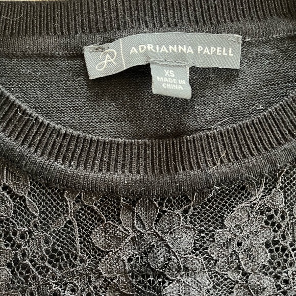 Adriana Papell Short Sleeve Mixed Media Sweater - Picture 3 of 4